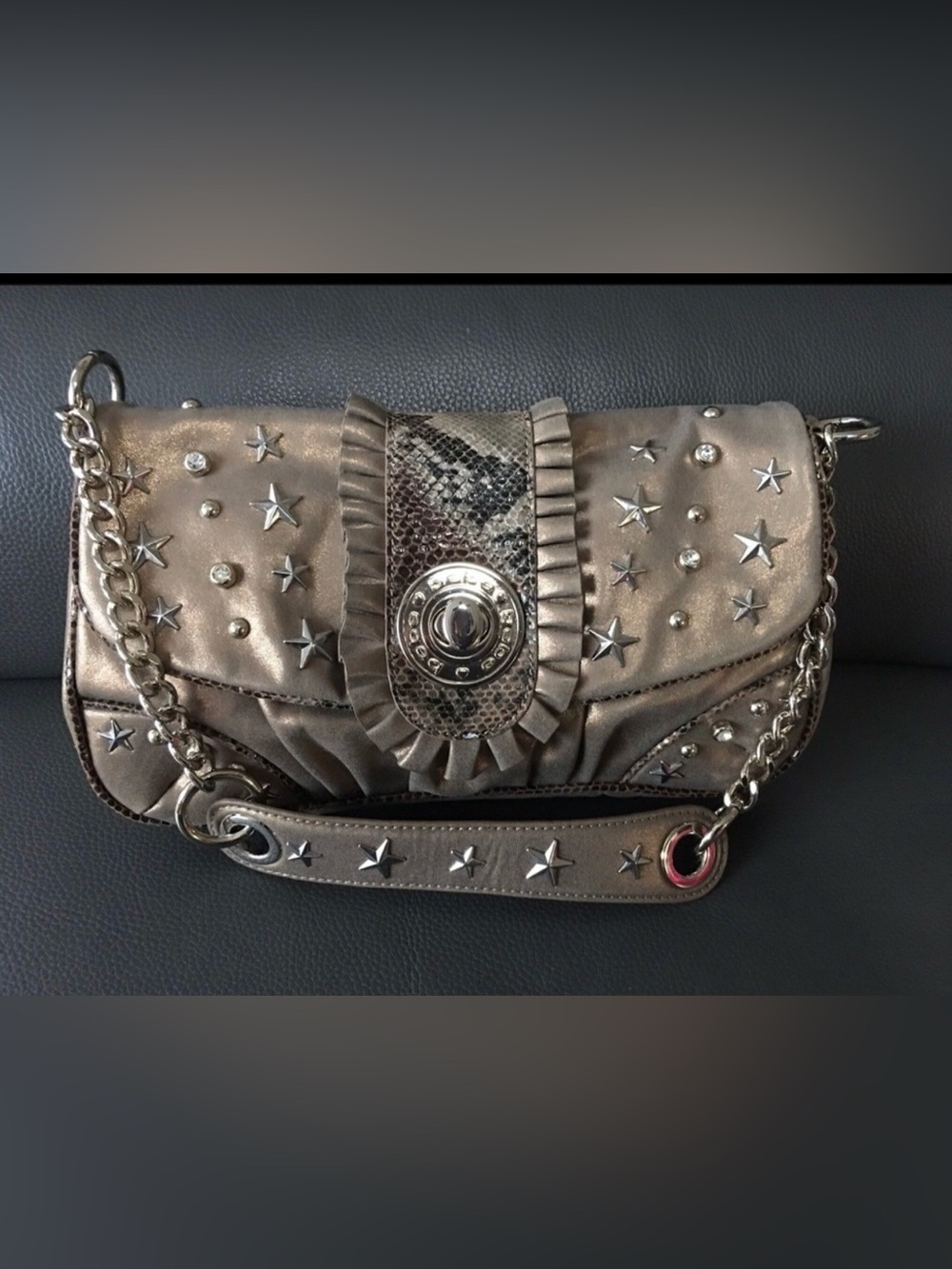 Vintage Y2K BEBE Studded Taupe Shoulder Bag NWOT